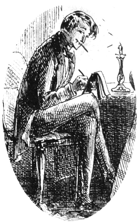 Рисунок, изображающий молодого Диккенса в годы репортерства